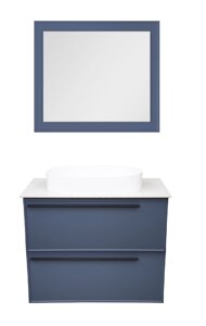 Мебель для ванной La Fenice Elba 80 со столешницей, подвесная, 2 ящика, синяя