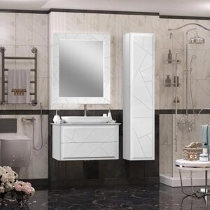 Мебель для ванной Opadiris Луиджи 90 столешницей, подвесная, с раковиной Nova, белая матовая