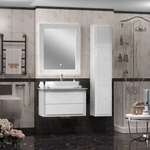 Мебель для ванной Opadiris Луиджи 90 столешницей, подвесная, с раковиной One, белая матовая