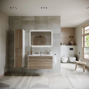 Мебель для ванной Sancos Smart 100 подвесная, дуб бардолино/белый глянец