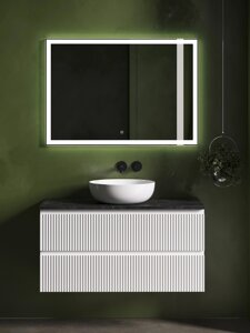 Мебель для ванной Sancos Snob R 100 подвесная, столешница black sky, Bianco (без отверстия под смеситель)