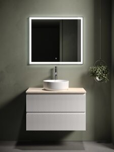 Мебель для ванной Sancos Snob R 80 подвесная, столешница kreman, Bianco (с отверстием под смеситель)