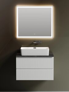 Мебель для ванной Sancos Snob T 80 подвесная, столешница black sky, Bianco (без отверстия под смеситель)