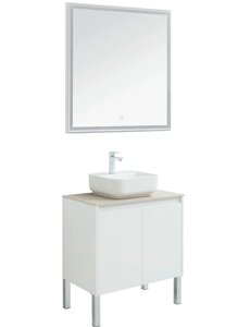 Мебель для ванной со столешницей Aquanet Nova Lite 75 белый глянец, 2 дверцы
