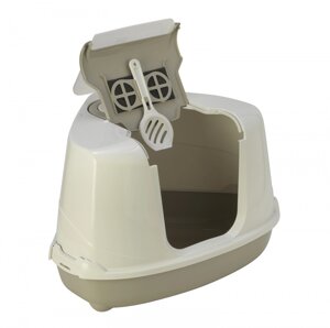 Moderna туалет-домик угловой Flip с угольным фильтром, 56X44X36 см, теплый серый (1,6 кг)