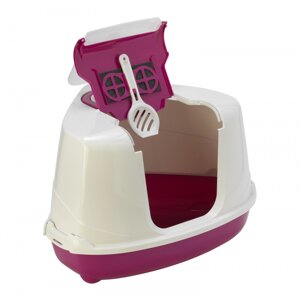 Moderna туалет-домик угловой Flip с угольным фильтром, 56X44X36 см, ярко-розовый (1,6 кг)