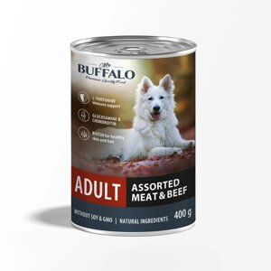 Mr. Buffalo консервы для собак "Мясное ассорти с говядиной"400 г)