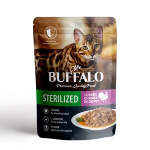 Mr. Buffalo паучи для стерилизованных кошек "Индейка в соусе"85 г)