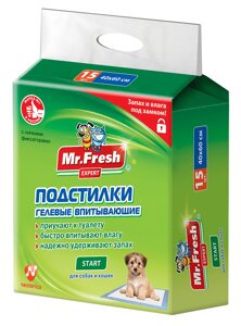 Mr. Fresh подстилка-пеленка для кошек и собак Expert Start, впитывающая, 12 шт (60*60 см)