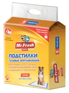 Mr. Fresh подстилка-пеленка для кошек и собак Expert Super, впитывающая, 6 шт (90*60 см)