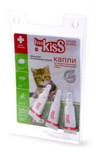 Ms. Kiss капли репеллентные для котят и мелких кошек весом до 2 кг , 3 шт по 1 мл (3 г)