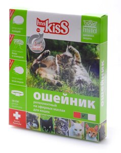 Ms. Kiss ошейник от блох, клещей, комаров для котят с 4 недель и кошек, 38 см, зеленый (защита 3 мес.) (50 г)