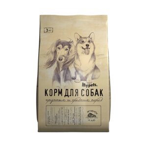 Mypets сухой корм для собак крупных и средних пород с ягненком и рисом (3 кг)