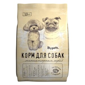 Mypets сухой корм для собак миниатюрных пород с телятиной и олениной (1,5 кг)