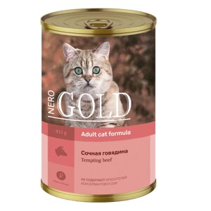 Nero Gold консервы кусочки в желе для кошек "Сочная говядина"415 г)
