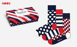 Носки Happy socks 3-Pack Classic Navy Socks Gift Set XSTR08