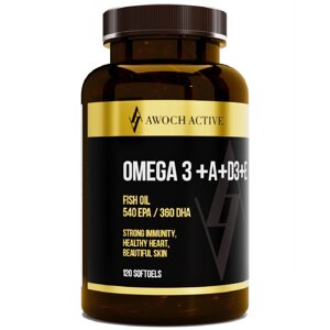 Омега-3 + A + D3 + E, 120 капсул, awochactive