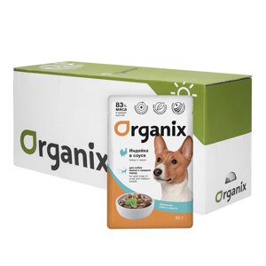 Organix паучи "Упаковка 25 шт" Паучи для собак мелких и средних пород "Идеальная кожа и шерсть"индейка в соусе (2,13 кг)