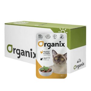 Organix паучи "Упаковка 25 шт" Паучи для взрослых кошек курица в соусе (25 шт)