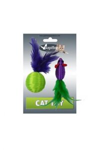 Papillon игрушка для кошек "Мышка и мячик с перьями"16 г)