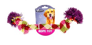 Papillon игрушка для собак "Плетеная цветная с двумя узлами"33 см)