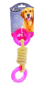 Papillon игрушка для собак "Плетеная веревка с двумя пластиковыми кольцами"150 г)
