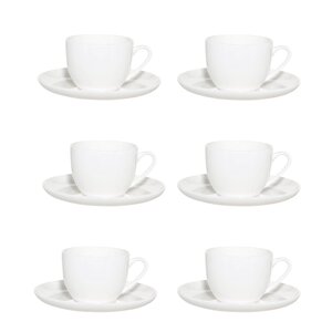 Пара чайная, 6 перс, 12 пр, 250 мл, фарфор F, белая, Ideal white