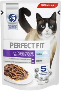 Perfect Fit влажный корм для кошек, для поддержания здоровья почек, с лососем в соусе (75 г)