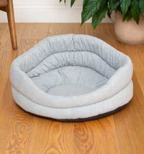 PETSHOP лежаки лежак круглый с подушкой, стёганый серый (37х37х18 см)