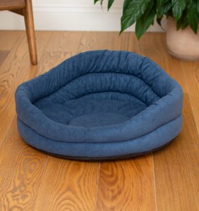 PETSHOP лежаки лежак круглый с подушкой, стёганый синий (37х37х18 см)