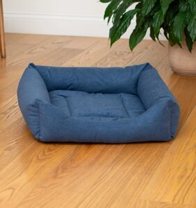 PETSHOP лежаки лежак квадратный с подушкой мягкий, синий (42х42х15 см)