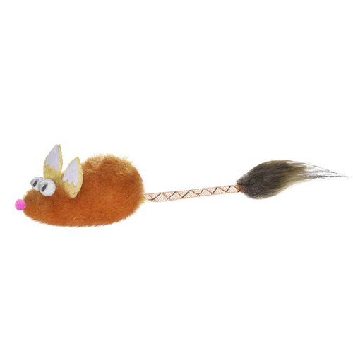 PetshopRu игрушка для кошек "Мышка с меховой кисточкой", рыжая (5 г)