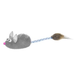 PetshopRu игрушка для кошек "Мышка с меховой кисточкой", серая (5 г)