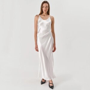 Платье женское, макси, р. XL, на бретельках, с завязками на талии, полиэстер, белое, Luisa