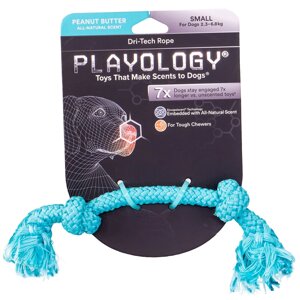 Playology жевательный канат Playology DRI-TECH ROPE для собак с ароматом арахиса, цвет голубой (S)