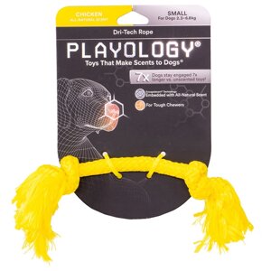 Playology жевательный канат Playology DRI-TECH ROPE для собак, с ароматом курицы, цвет желтый (S)