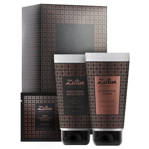 Подарочный набор для мужчин "Идеальная гладкость"крем для бритья, лосьон, шампунь, ZEITUN