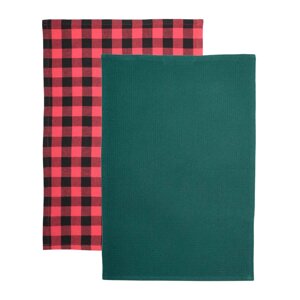 Полотенце кухонное, 40x60 см, 2 шт, хлопок, зеленое/красно-черное, Christmas classic
