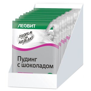 Пудинг с шоколадом Худеем за неделю, 5 пакетов по 50 г, ЛЕОВИТ