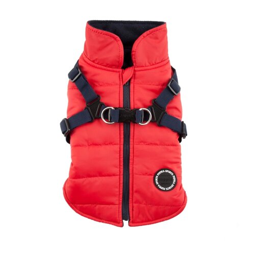 Puppia непромокаемый жилет со шлейкой с замком на спине "Альпинист", красный (S)
