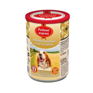 Родные корма консервы для собак говяжьи кусочки в соусе по-хански (410 г)