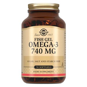 Рыбий жир Омега-3, 740 мг, 50 капсул, Solgar