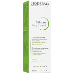 Sebium Night Peel Ночной пилинг для лица отшелушивающий с 15 % гликолевой кислоты, 40 мл, Bioderma