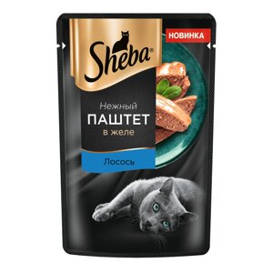 Sheba влажный корм для кошек "Нежный паштет в желе, с лососем"75 г)