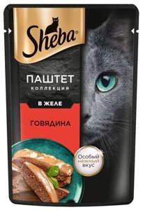 Sheba влажный корм для кошек SHEBA Нежный паштет в желе, с говядиной (75 г)