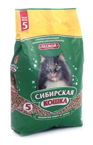 Сибирская кошка древесный наполнитель "Лесной"12 кг)