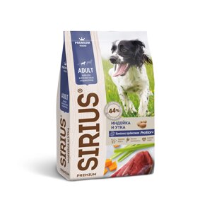 Sirius сухой корм для собак средних пород, индейка и утка (2 кг)