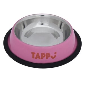 Tappi миски металлическая миска с резинкой "Нела", розовая (475 мл)