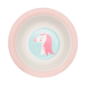 Тарелка суповая, детская, 15 см, бамбук, розово-мятная, Единорог и звезды, Unicorn