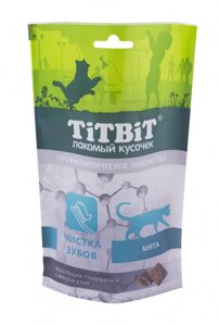 TiTBiT хрустящие подушечки для кошек, с мясом утки для чистки зубов (60 г)